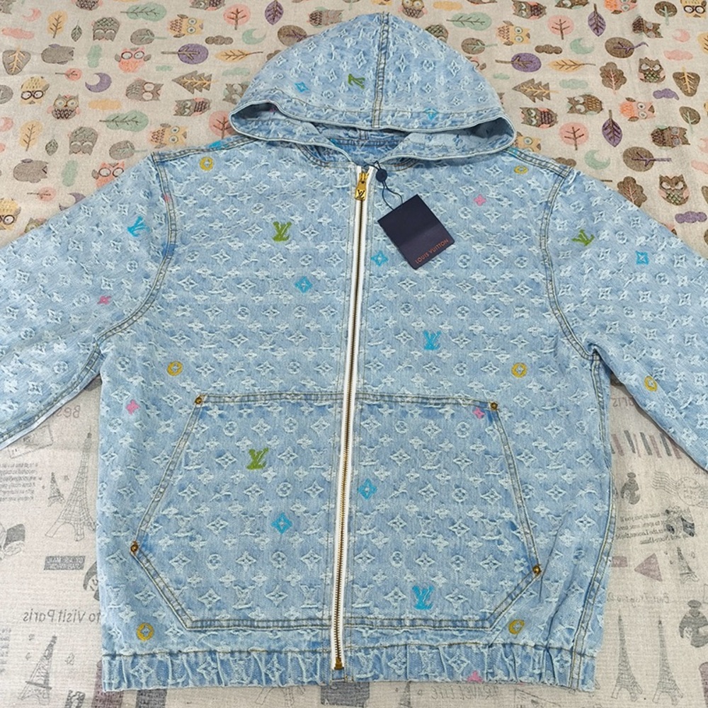 Louis Vuitton Denim Hooded Zip-Up Jacket
